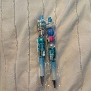 Blue Beaded Pens with Rhinestones